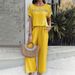women's clothing spring and summer casual fashion solid color short-sleeved trousers suit_ipsvogv.com