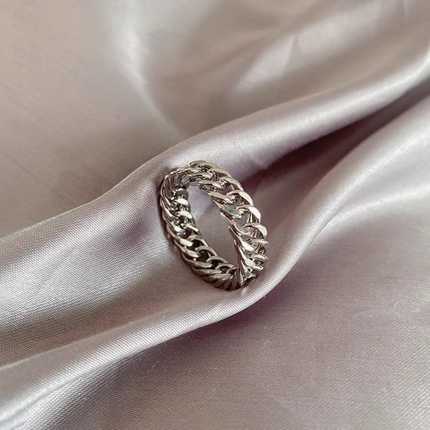 Geometric Hollow Cuban Chain Couple's Titanium Steel Ring, Niche Design, High-end Handmade Accessory_ipsvogv.com