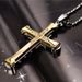 2025 New Arrivals FSUNION 2024 New Male Crystal Cross Jesus Pendant Gold/Black/Blue Color Zirconia Necklace Stainless Steel_ipsvogv.com