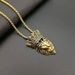 New Hip-Hop Jewelry Titanium Steel Gold-Plated Diamond-Studded Crown Lion Head Pendant Necklace_ipsvogv.com
