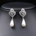 Fashionable New Necklace Jewelry With Diamond And Rose Hollow Pendant, Pearl Tassel Bride Set Chain_ipsvogv.com