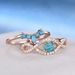 Sanjie Fashion Inlaid Turquoise Ins Wind Internet Red Minimally Rose Gold Couple Ring Female_ipsvogv.com