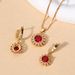 Women's Jewelry Set K Gold Plated Temperament Copper Inlaid Ruby Zircon Necklace Ring Earrings Jewelry Set_ipsvogv.com