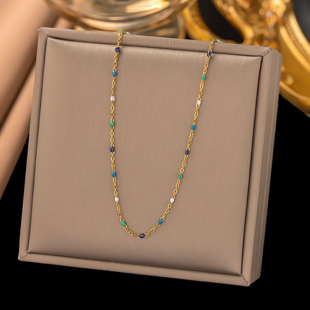 Black And White Drop Adhesive Titanium Steel Necklace For Women, Niche Fashion Design, Commuting Jewelry, Women's Thin_ipsvogv.com