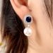 Caoshi's Popular Artificial Pearl Earrings with High Grade Feeling Inlaid Royal Blue Zircon Earrings_ipsvogv.com