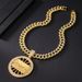 Jewelry hip hop Da Vinci round pendant with diamond personality Cuban chain accessories_ipsvogv.com