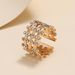 Trendy Hip Hop Personalized Fashion Opening Adjustable Full Diamond Woven Vertical Hollow Three Layer Ring_ipsvogv.com