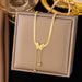 Stainless Gold-plated Frosted Butterfly Pendant With Fashionable Snake Bone Chain And Titanium Steel Tassel Necklace For_ipsvogv.com