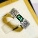 Cao Shi's Emerald Tourmaline Ring, Wheat Ear Hollowed Out Ribbon, Female Niche Design, Small Row Diamond Ring_ipsvogv.com