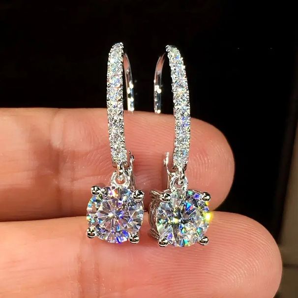 Cao Shi Micro Inlaid Diamond Zircon Classic Four Claw Simple and Exquisite Earhook Daily Commuter Versatile Earrings for_ipsvogv.com