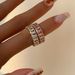 INS Electroplated Titanium Steel Rectangular Coral Color Zircon Ring_ipsvogv.com