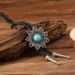 New Trendy Turquoise Lace-Shaped Cross Alloy Oil-Drip PU Women's Polo Collar Necklace Jewelry_ipsvogv.com