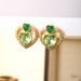 Korean fahion new double heart green inlaid zirconium earring with exquiite and niche deign, high-end ear_ipsvogv.com
