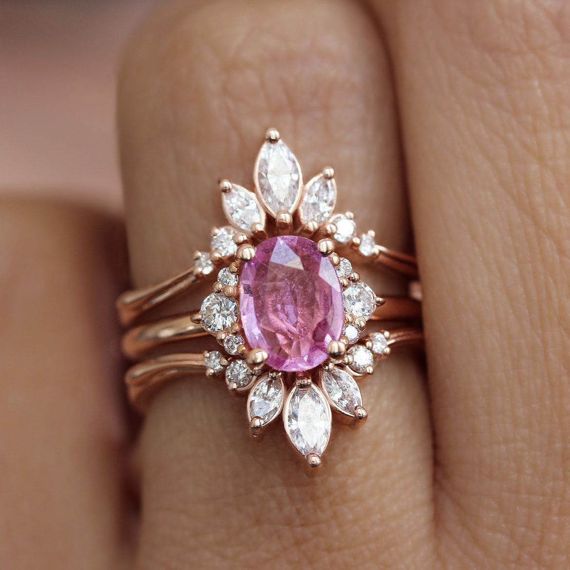 Sanjie's New Product Temperament Simulation Powder, Tourmaline Zircon Full Diamond Colorful Treasure Ring, Women's Rose_ipsvogv.com