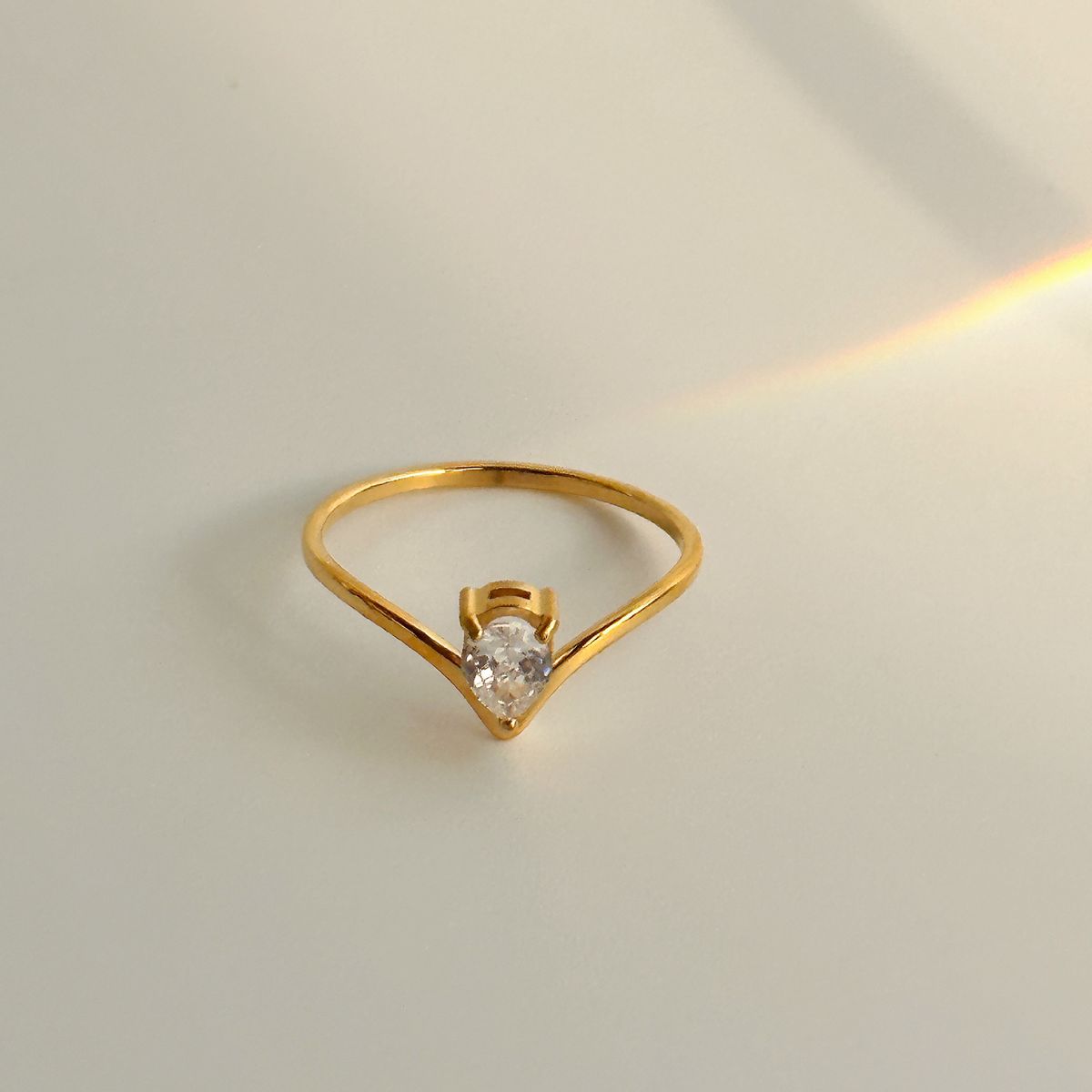 INS Plated V Simple Zircon Matching Design Ring_ipsvogv.com