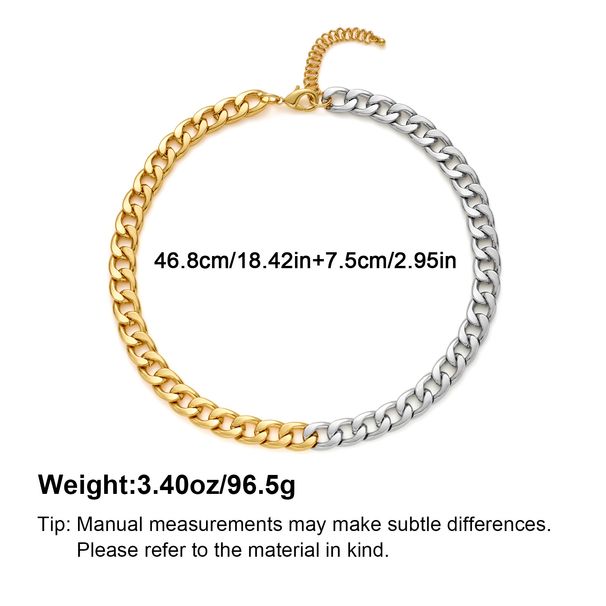Fashion Personality Thick Chain Cuban Necklace Retro Punk Necklace Men And Women Hip Hop Clavicle Chain_ipsvogv.com