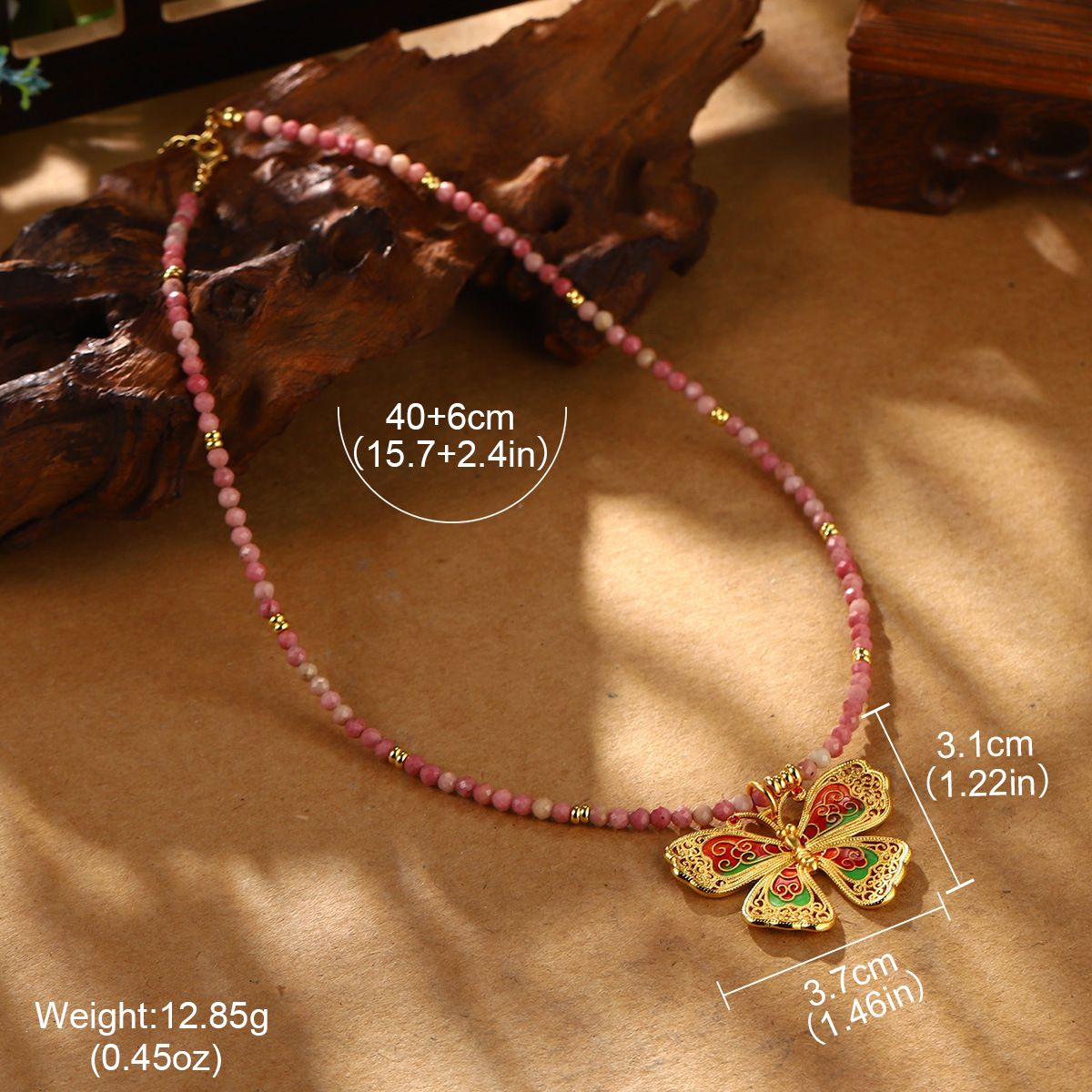 New Chinese Style Butterfly Enamel Necklace Retro Flower Pendant Clavicle Chain Beaded National Trend Hollow Necklace_ipsvogv.com