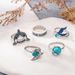 New Personalized Turquoise Shark Seagull Love Oil Drop 5-piece Set Ring_ipsvogv.com
