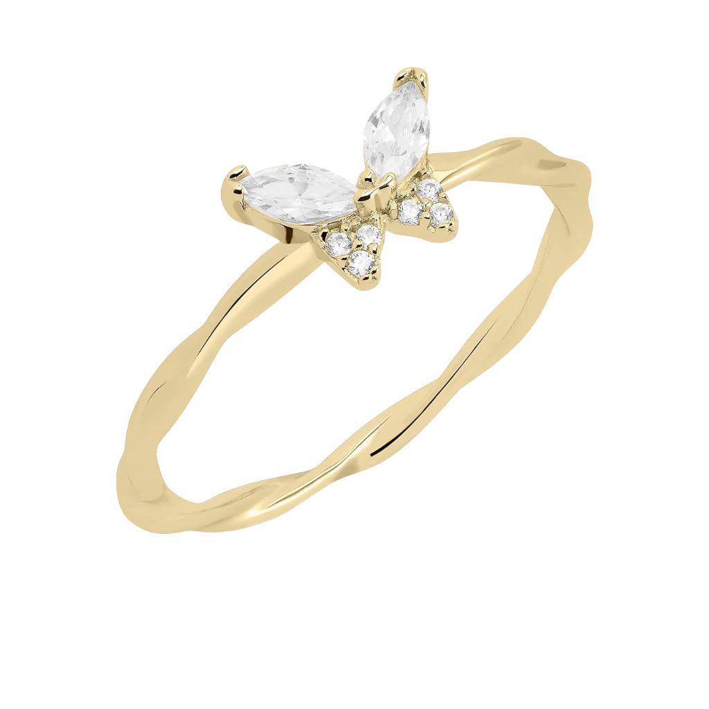 S925 Sterling Silver Ring For Women, Fashionable, Sweet And Versatile, Butterfly Horse Eye Stone Inlaid Personality High End Ring_ipsvogv.com