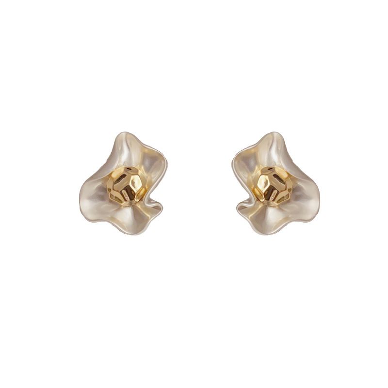 Unique Design Sense Elegant Simple Metal Petal Earrings Fashion Versatile Light Luxury High-end S Silver Needle Ear_ipsvogv.com