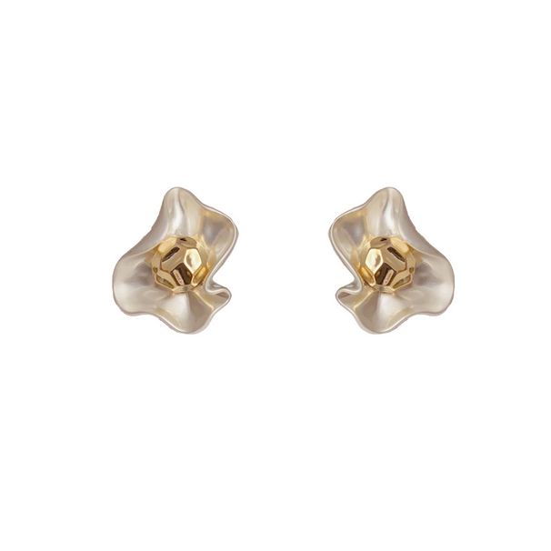 Unique Design Sense Elegant Simple Metal Petal Earrings Fashion Versatile Light Luxury High-end S Silver Needle Ear_ipsvogv.com