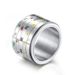 Ethnic Tibetan five way caishen ring yellow, white, red, black and green God of Wealth titanium steel rotatable ring hand jewelry_ipsvogv.com