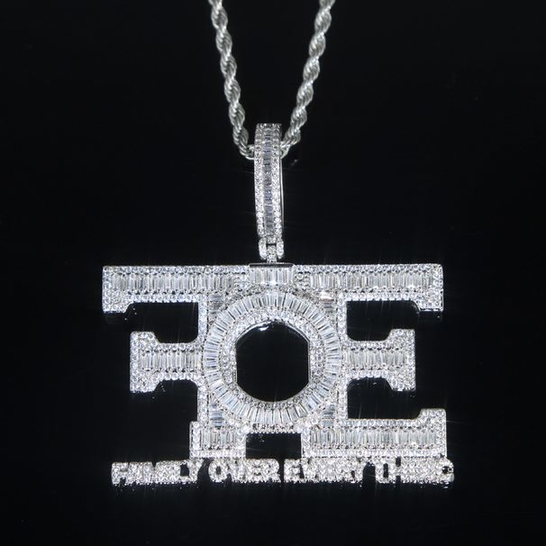 Men's Hip Hop Necklace With Zircon Letter Pendant, 60cm Silver/Gold Plated Chain, Durable Copper Material, Stylish Urban Jewelry Hip Hop Necklace_ipsvogv.com
