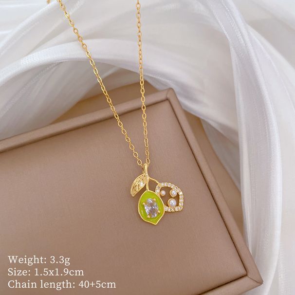 【 Titanium Steel 】 Necklace Earring Light Luxury Full Diamond Fruit Pearl Personalized Temperament Banquet Earrings Set_ipsvogv.com