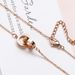 Women's Jewelry Fashionable Temperament All Match Double Ring Diamond Rose Gold Female Clavicle Chain Trendy Roman Numeral Titanium Steel Pendant_ipsvogv.com