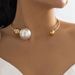 Japanese And Korean Simple Niche Design Women's Necklace Personality Inlaid Pearl Alloy Necklace High Grade Clavicle Chain_ipsvogv.com