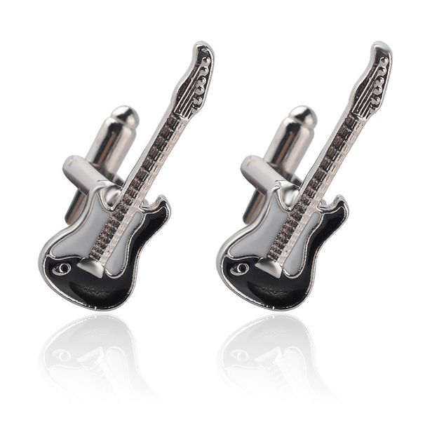 Creative Guitar, Violin Cufflinks, Fashionable Personalized Black White Musical Instruments, Unique Shirt, Suit Button_ipsvogv.com