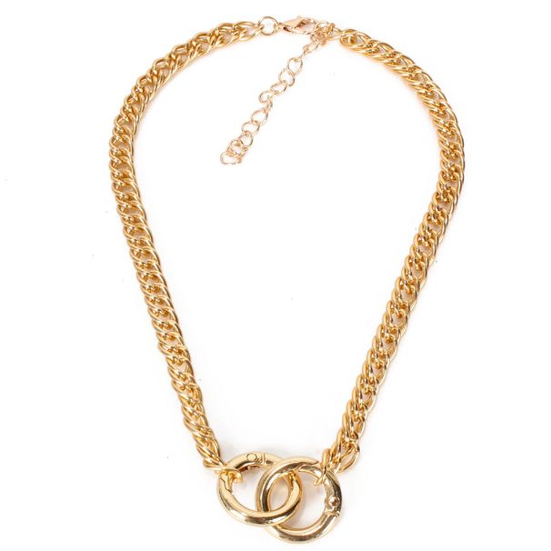 Jewelry, Simple Two Ring Interlocking Necklace For Women, Personalized Single Layer Exaggerated Circle Sweater Chain_ipsvogv.com