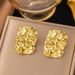 Fashionable Temperament Gold Stainless Steel Geometric Pleated Texture Earrings, High-end Earrings For Women_ipsvogv.com