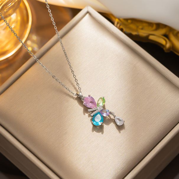Fashion Exquisite Temperament Colorful Zircon Butterfly Necklace Unique Design Premium Luxury Clavicle_ipsvogv.com
