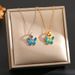 Popular Accessories Drip Oil Gradient Blue Cute Butterfly For Female Niche Non Fading Necklace_ipsvogv.com