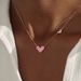 S925 Sterling Silver Necklace For Women, Small Fresh And Sweet Love Pink Diamond Square Diamond Elegant Clavicle Chain_ipsvogv.com