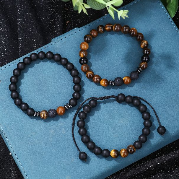 Hot Selling Men's Bracelet Tiger Eye Stone Elastic Braided Bracelet Set Essential Oil Aromatherapy Beads 3 Bracelets For Men_ipsvogv.com