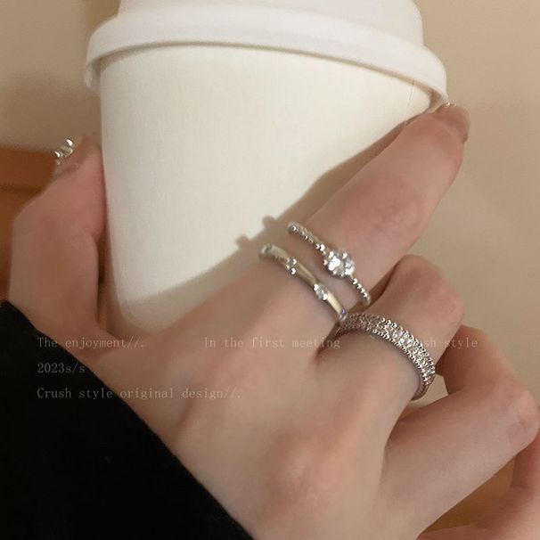 【 1010 People Collection 】 Plain Zircon Metal Set For Women, Light Luxury, Niche Design, High-end Feeling, Index Finger_ipsvogv.com