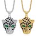 Trendy Hip-Hop Jewelry Titanium Steel Gold-Plated Inlaid Diamond Red And Green Eye Leopard Head Pendant Necklace_ipsvogv.com