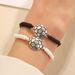 Couples Sports Bracelet Set - Black & White Braided (Super Bowl Fan Gift, Matching Pair)_ipsvogv.com