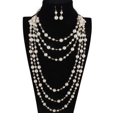 Jewelry multi-layer pearl necklace, sweater chain 6320_ipsvogv.com