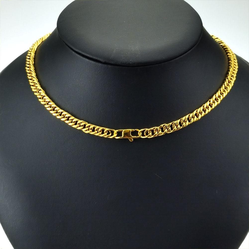Necklace Stainless Steel Yellow Chain Classics Lobster Buckle-5mm Width_ipsvogv.com