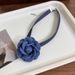 Elegant Three-Dimensional Denim Blue Floral Choker Ribbon Collar Design Sense Clavicle Tie Necklace_ipsvogv.com