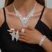 Women’s Jewelry Set Fashion Women's Jewelry Fashion Tassel Black Crystal Stone Silver Necklace Earrings 2 Piece Set_ipsvogv.com