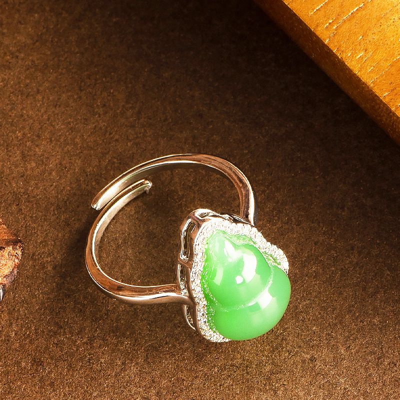 China-Chic Personality New Chinese Jade Gourd Female Fat Hand Can Wear Colorfast Adjustable Opening Forefinger_ipsvogv.com