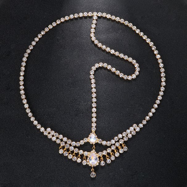 Bohemian Rhinestone Hair Chain, Double-layer Water Drop Pendant Forehead Chain For Women, European And American Wedding Accessories Headband06_ipsvogv.com