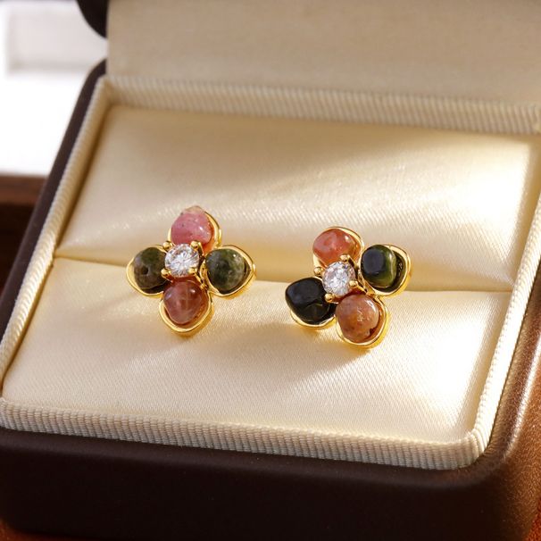 Women's Jewelry Fashion Earrings Design Colorful Tourmaline Exquisite Flowers Light Luxury Niche Fresh Sweet Fairy Forest Earrings_ipsvogv.com