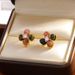Women's Jewelry Fashion Earrings Design Colorful Tourmaline Exquisite Flowers Light Luxury Niche Fresh Sweet Fairy Forest Earrings_ipsvogv.com