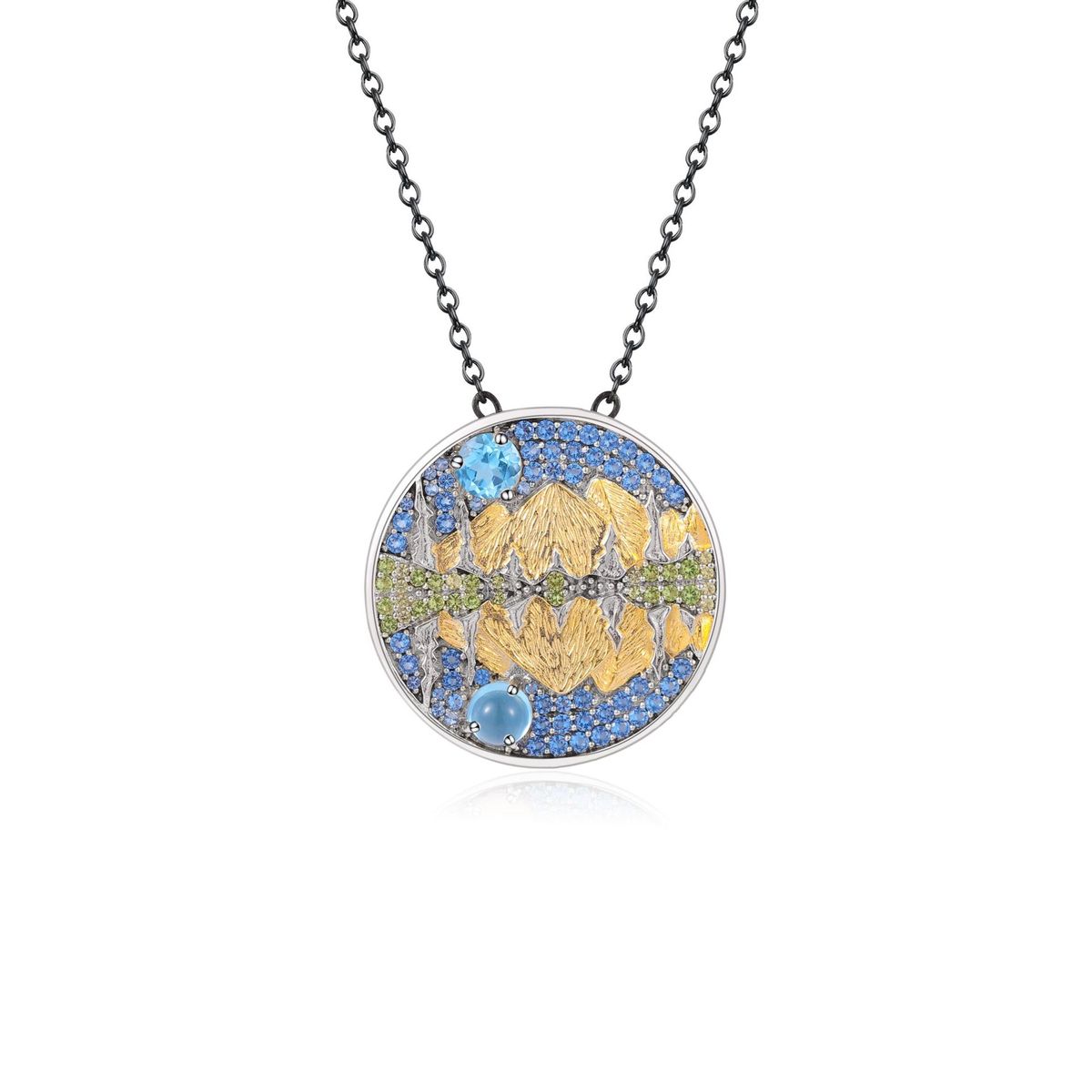 Love Of Mountains And Rivers Necklace Clavicle Chain African Opal Topaz Round Pendant S925 Sterling Silver High End Necklace_ipsvogv.com