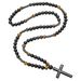 Hot Selling Natural Stone Black Gallstone Yellow Tiger Eye Iron Stone Cross Religious Men's Necklace Men's Hip Hop Necklace_ipsvogv.com